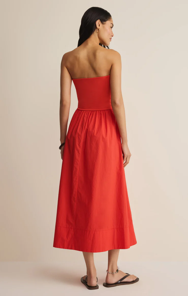 Sunsought Strapless Midi Dress Lychee