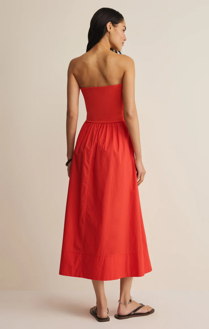 Sunsought Strapless Midi Dress Lychee