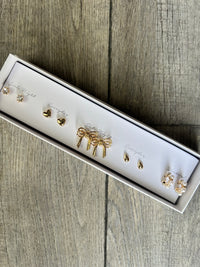Bow & Heart Earring Stud Set Collection