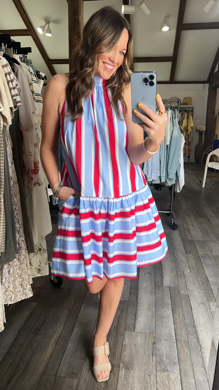 Americana Carnival Halter Spin Dress