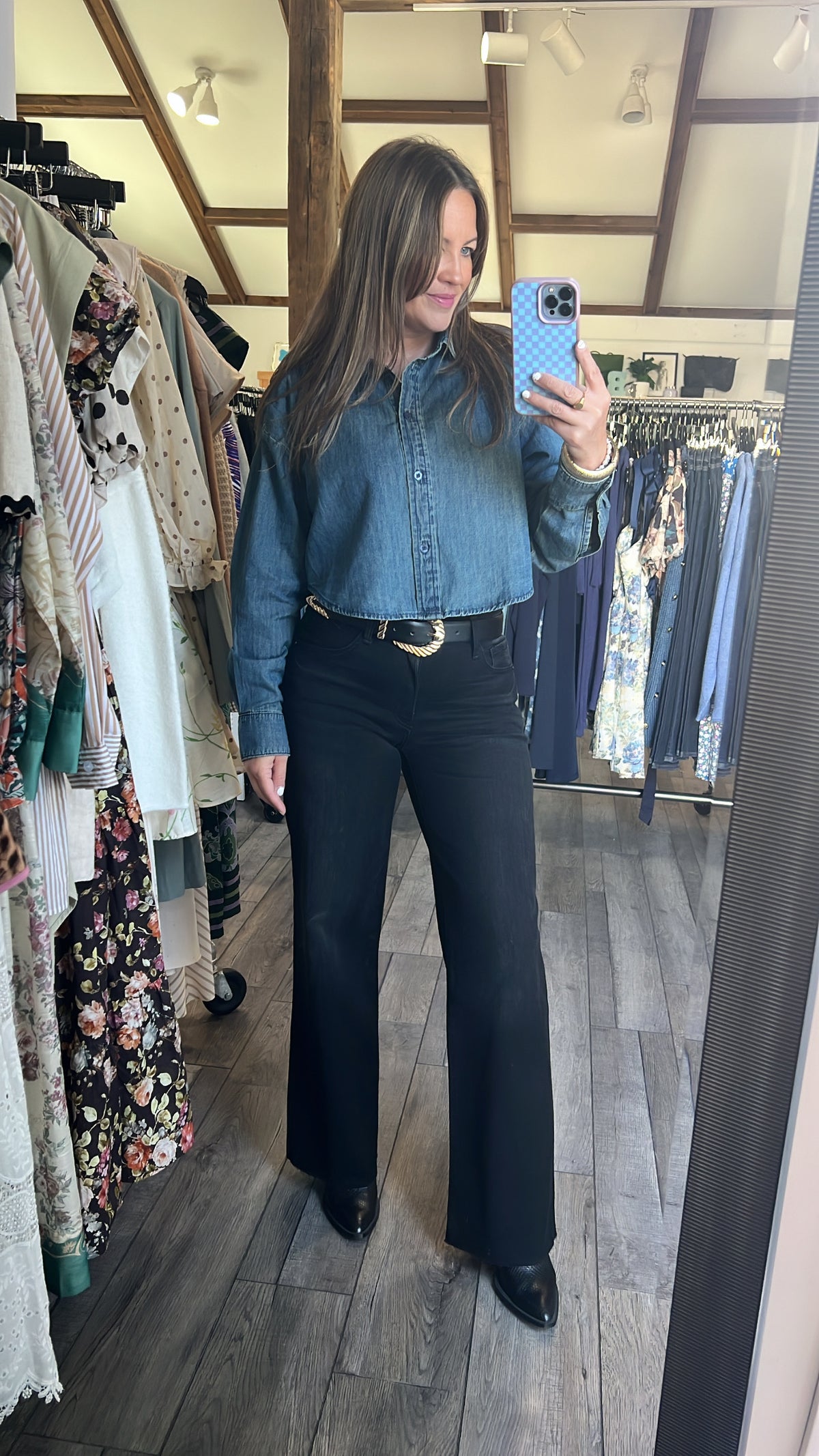 Slim Palazzo With Cut Hem Washed Black Just Black Jeans