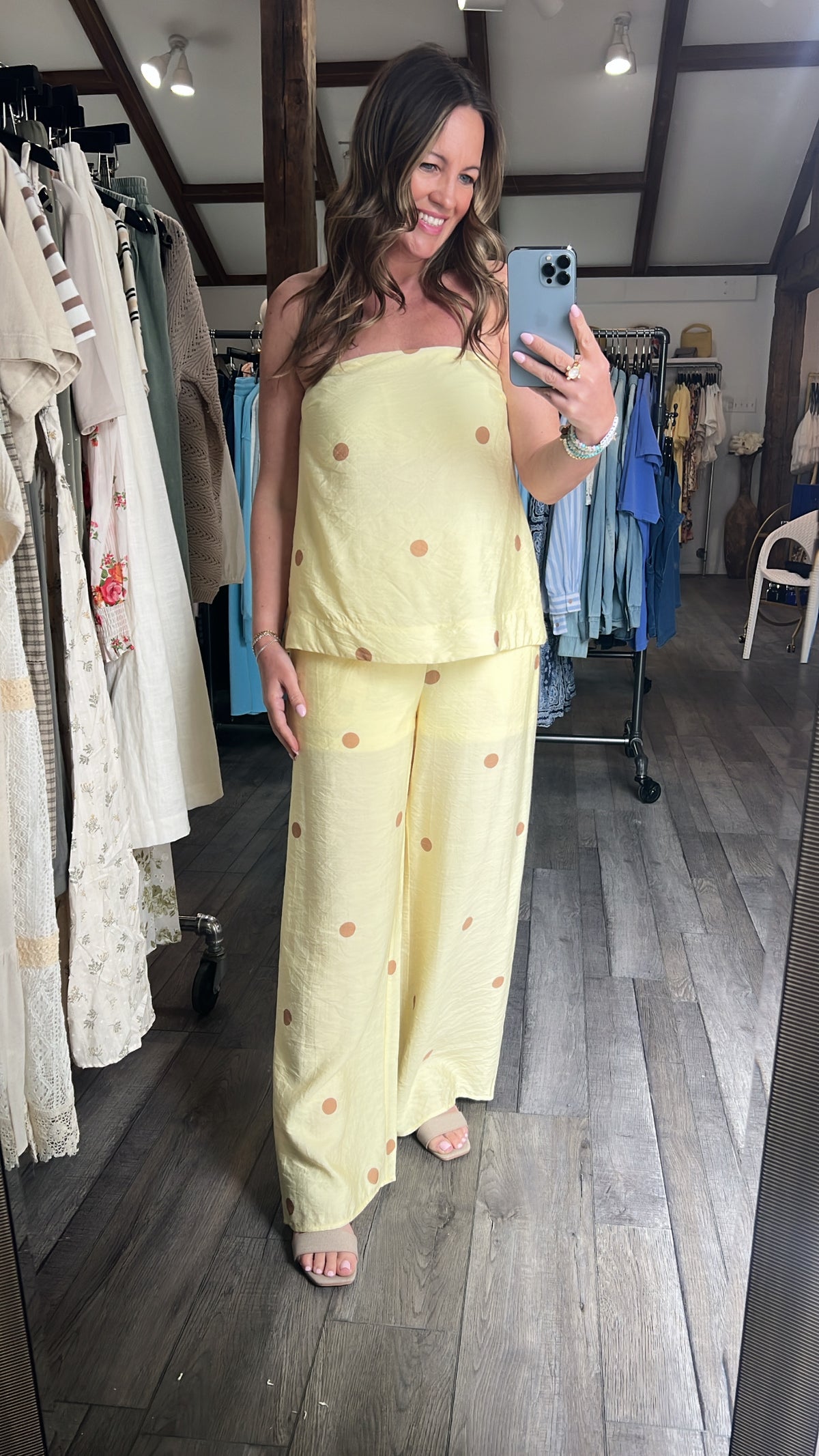 Lemon Dot Tube Top & Pant Set