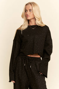 RHINESTONES SPECKLED FLEECE LOUNGE SET