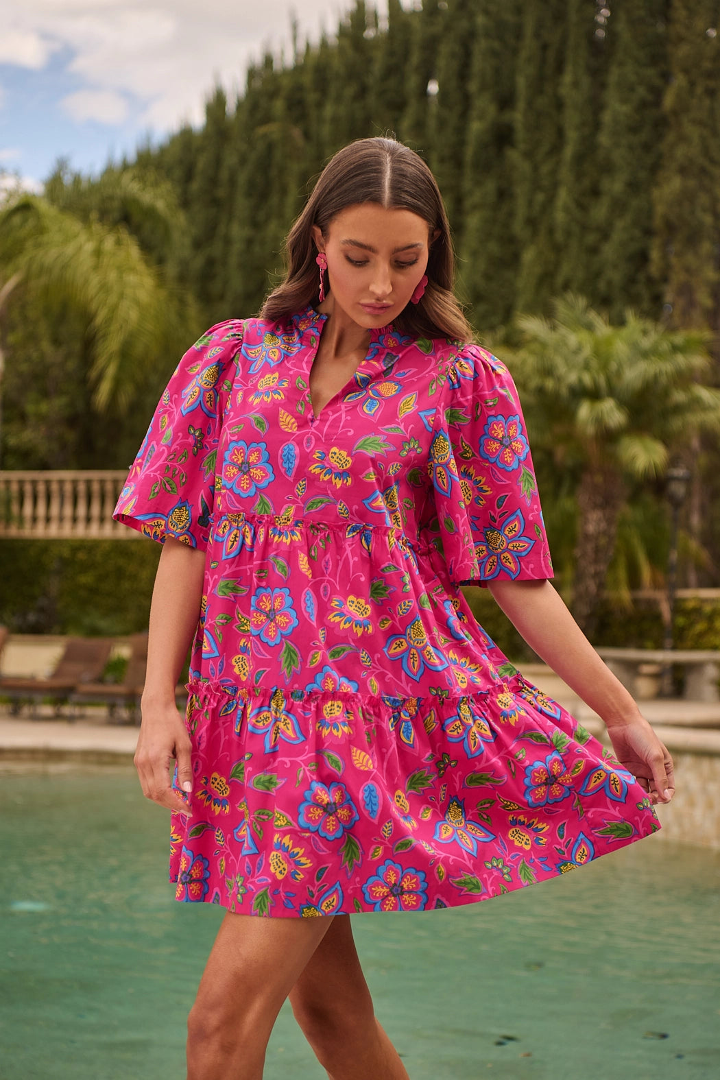 Dixie Split Neck Shift Dress