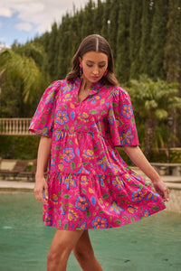 Dixie Split Neck Shift Dress