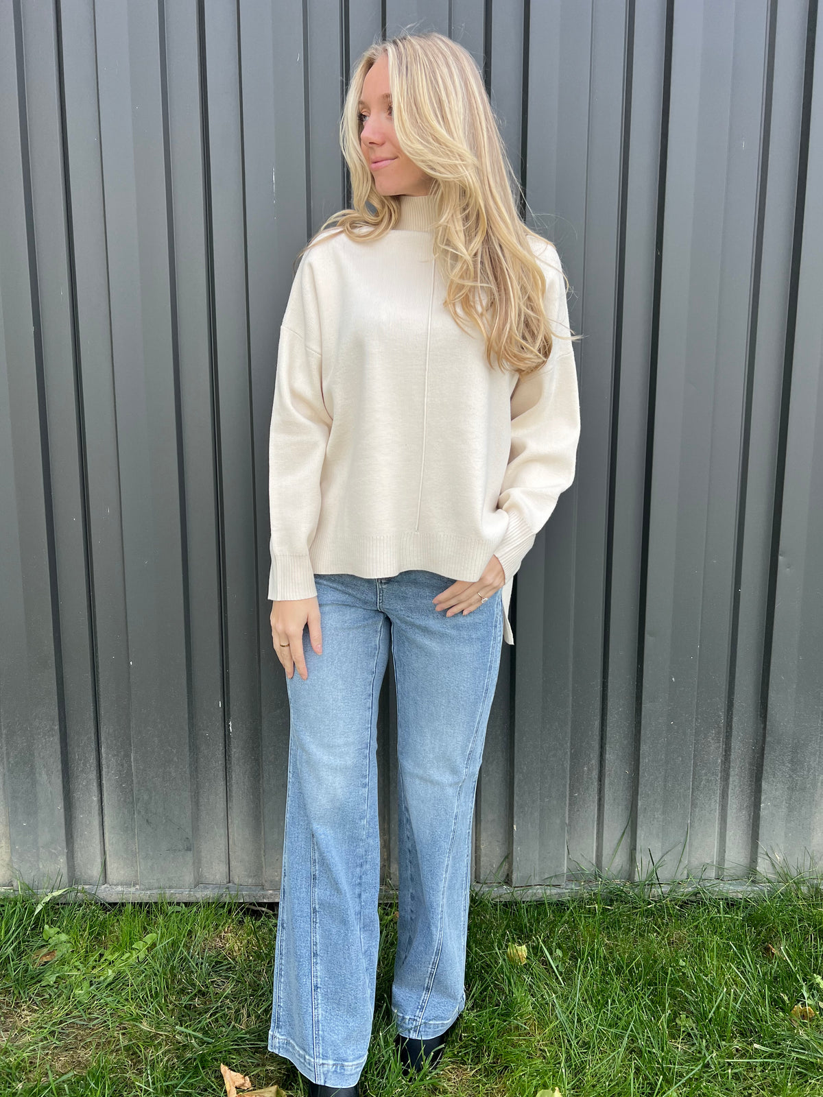 Miranda Mock Neck Seam Front Sweater