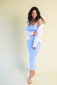 Ice Blue Stripe Vacation Dress