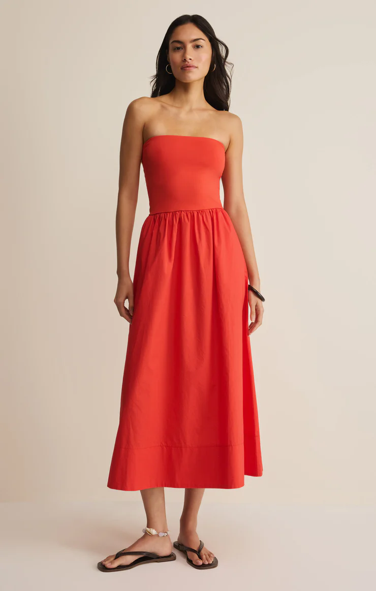 Sunsought Strapless Midi Dress Lychee