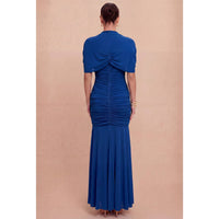DRAPED MESH MAXI DRESS