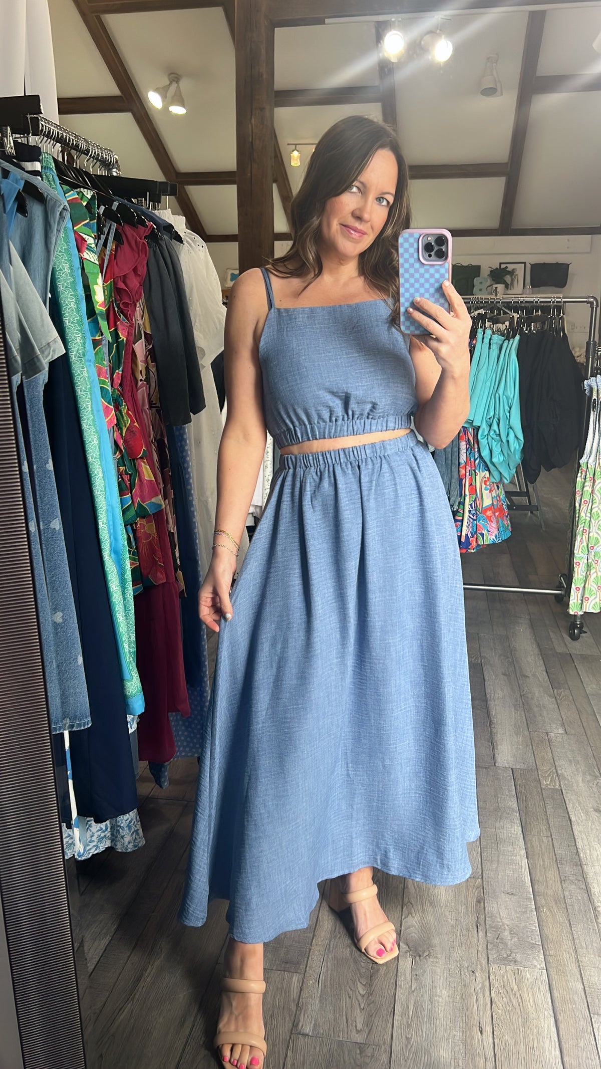 Sheryl Square Neck Crop Top & Midi Skirt Set