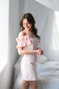 Peony Pink Off Shoulder Mini Dress