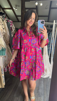 Dixie Split Neck Shift Dress