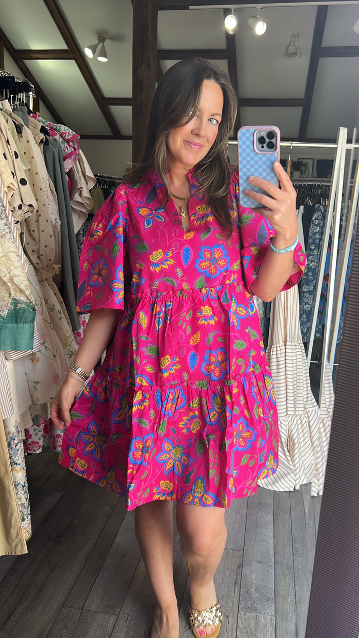 Dixie Split Neck Shift Dress