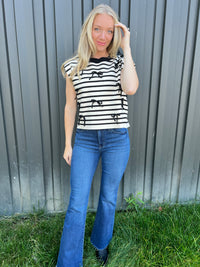 Stripe & Bow Sleeveless Sweater