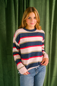 Carlyle Crew Neck in Coral Stripe