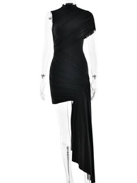 Black Drape Waist Mini Dress