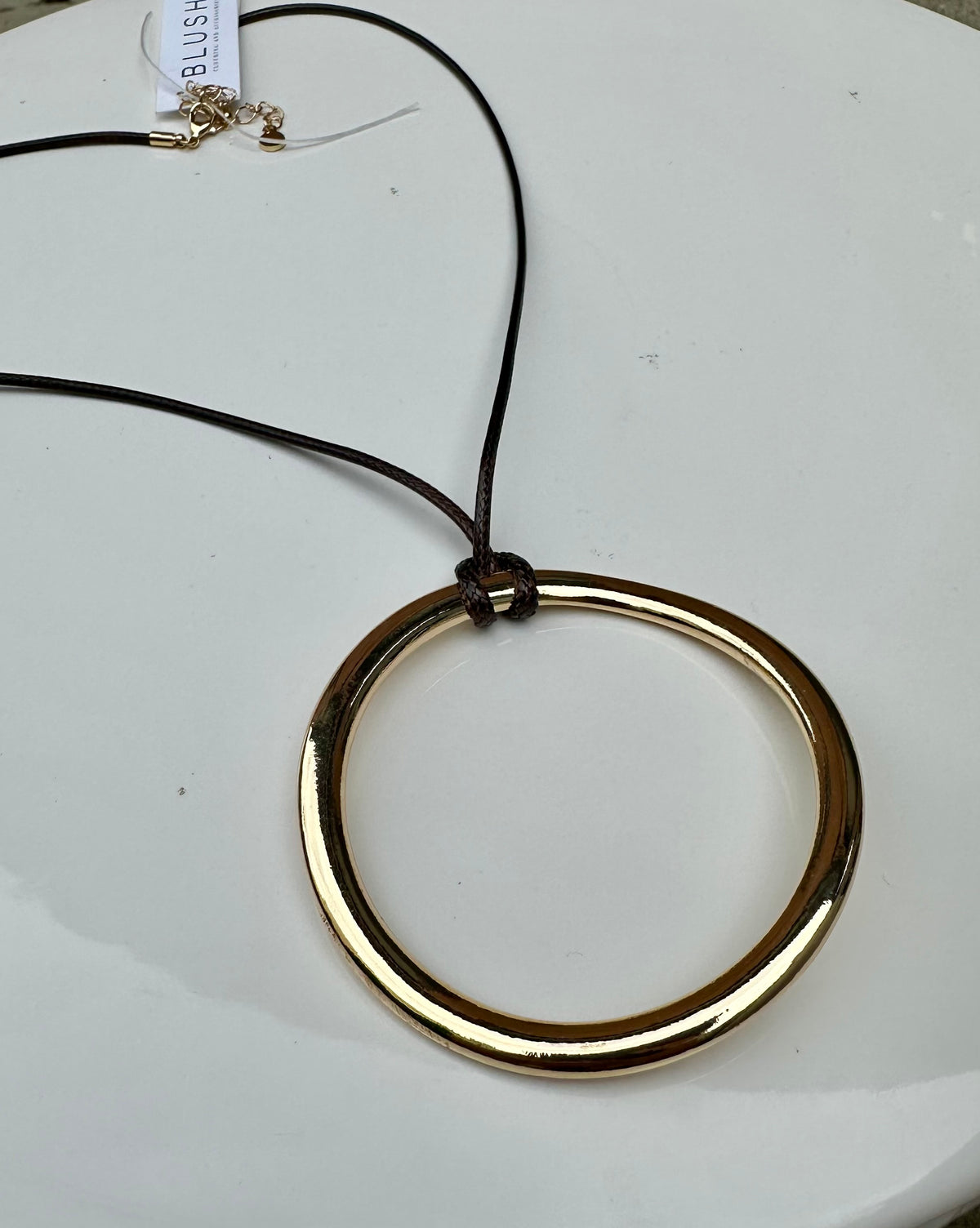 Large Ring Pendant Cord Necklace