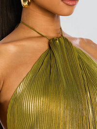 Metallic Halter Maxi Dress