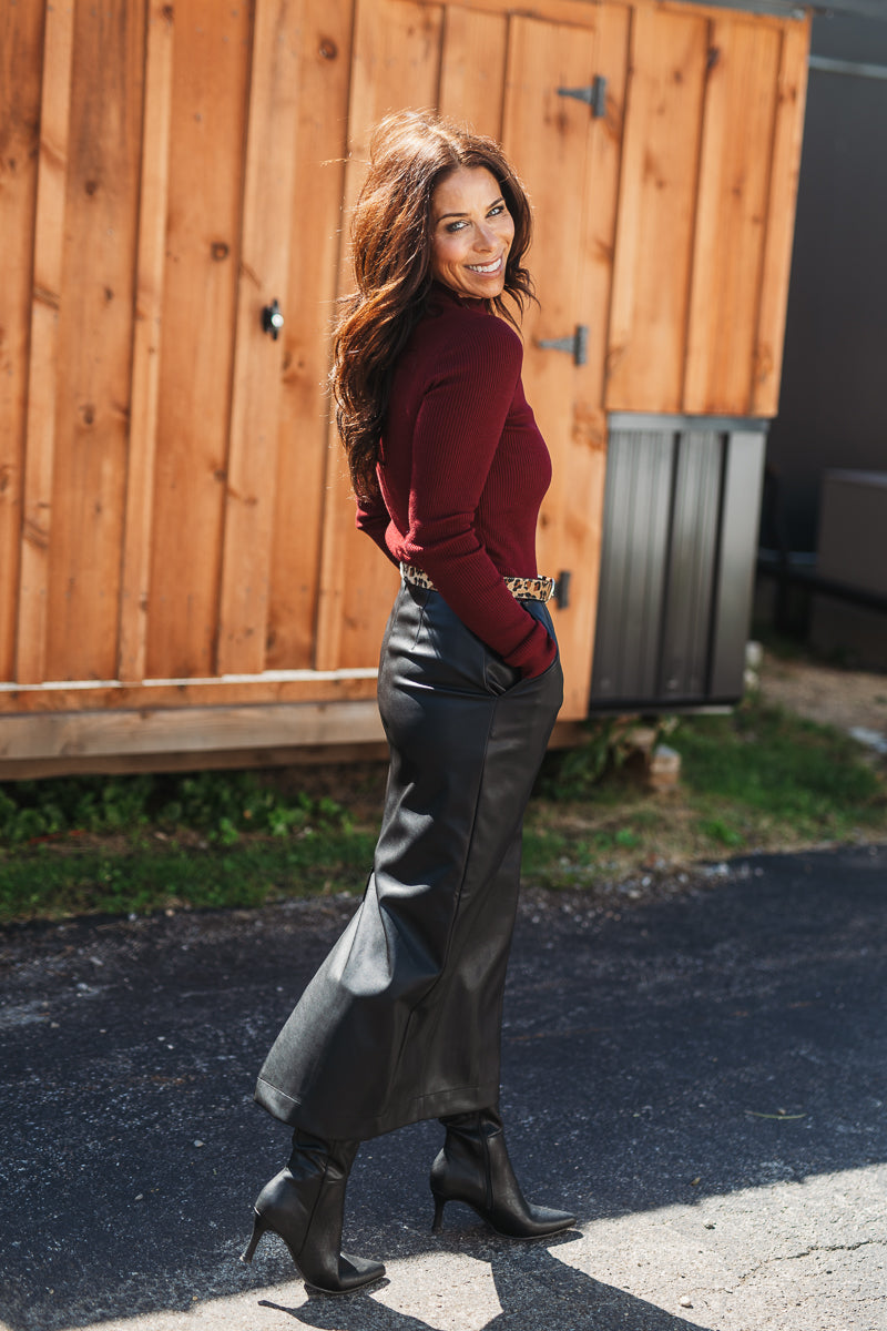 Faith Faux Leather Straight Skirt