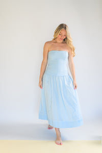 Baby Blue Corset Strapless Dress