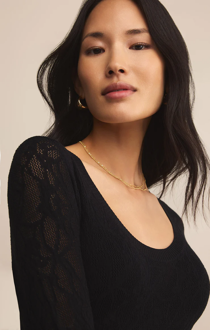 Tibi Scoop Mesh Sweater Black