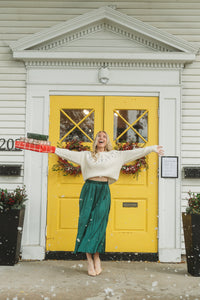 Emerald Pleated Midi Skirt