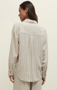 Alfie Striped Button Up Top Linen
