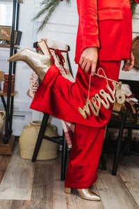 Red Satin Elastic Back Trouser