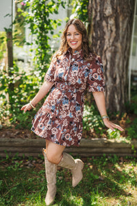 Mocha Bloom Belt Dress