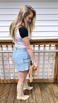 Low Rise Denim Cargo Skirt