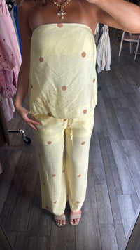 Lemon Dot Tube Top & Pant Set