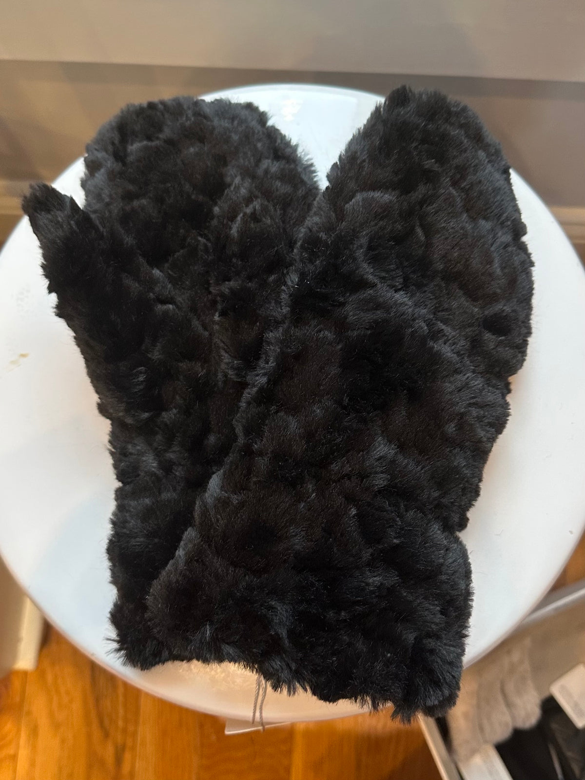 Minky Swirls Faux Fur Mittens Black