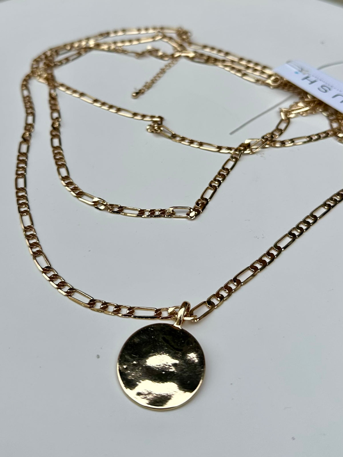 Three Layer Chain & Disc Necklace Gold
