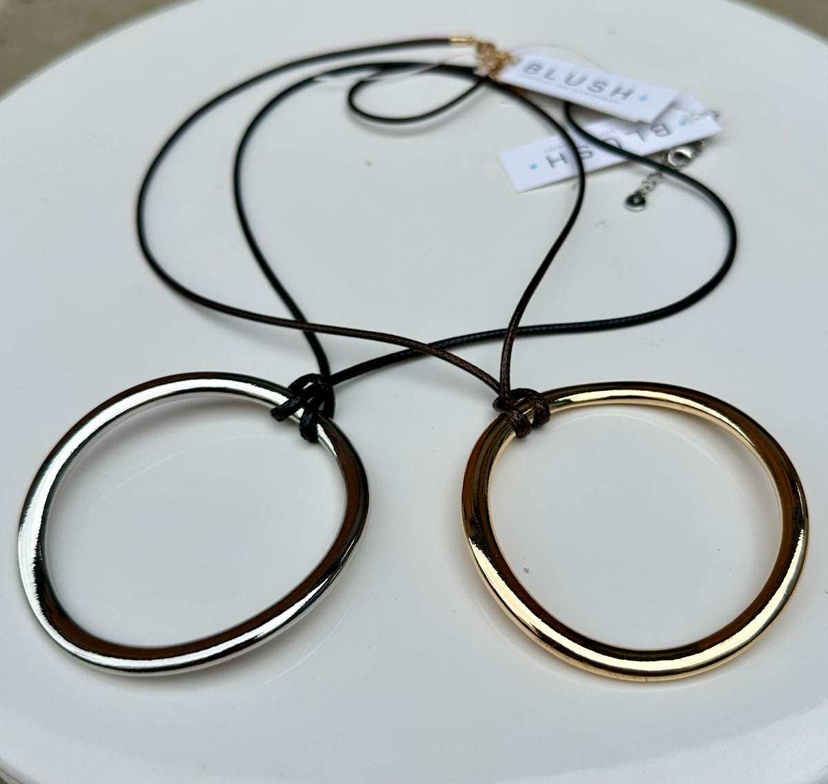 Large Ring Pendant Cord Necklace