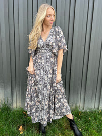 Borderline Flutter Sleeve Maxi Dress