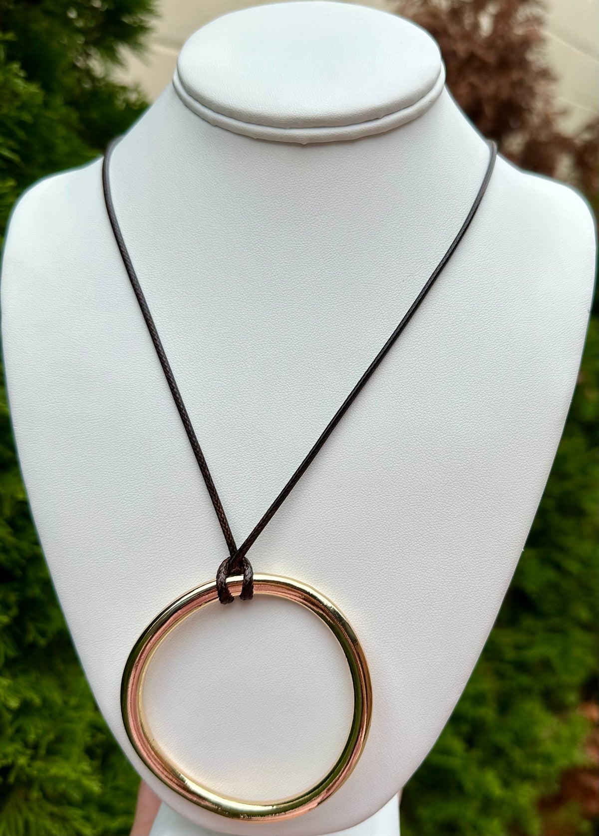 Large Ring Pendant Cord Necklace