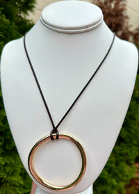 Large Ring Pendant Cord Necklace