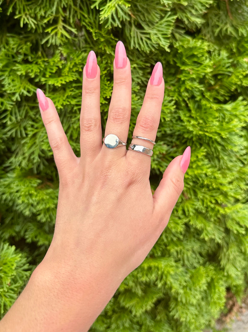 Hammered Double Band Ring Silver Dipped