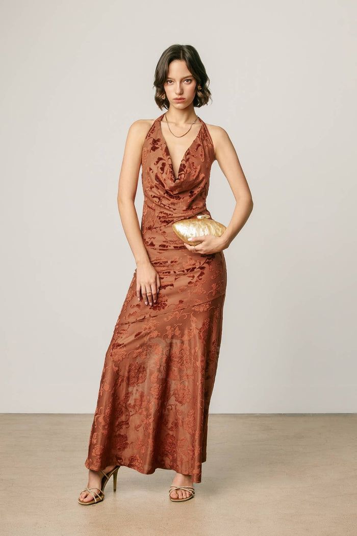 Floral Velvet Burnout Maxi Dress