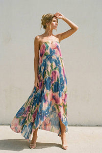 Kaylor Strapless Pleated Maxi