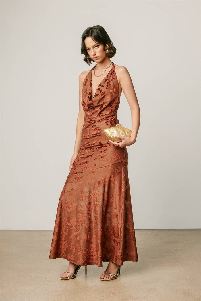 Floral Velvet Burnout Maxi Dress