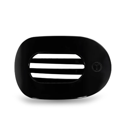 Jet Black Medium Flat Round Hair Clip