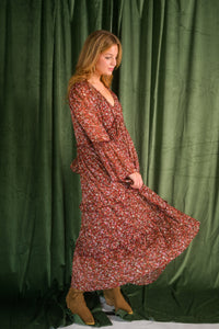 Berry Pretty Floral Midi Dress