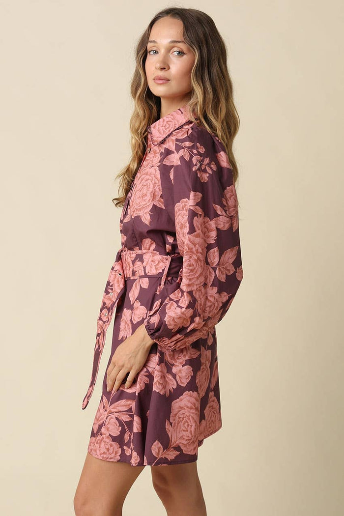 Kaley Floral Belted Mini Dress