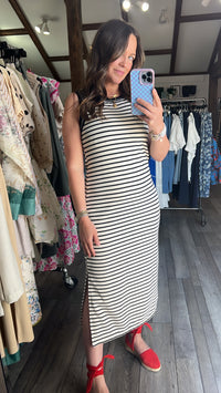 Samantha Striped Side Slit Maxi Dress