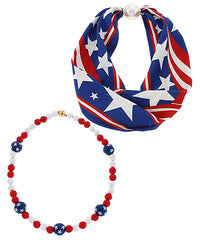 USA Scarf & Bead Necklace Set