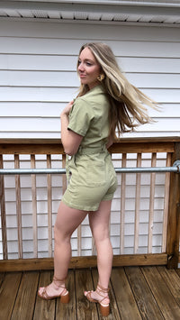 Olive Utility Romper