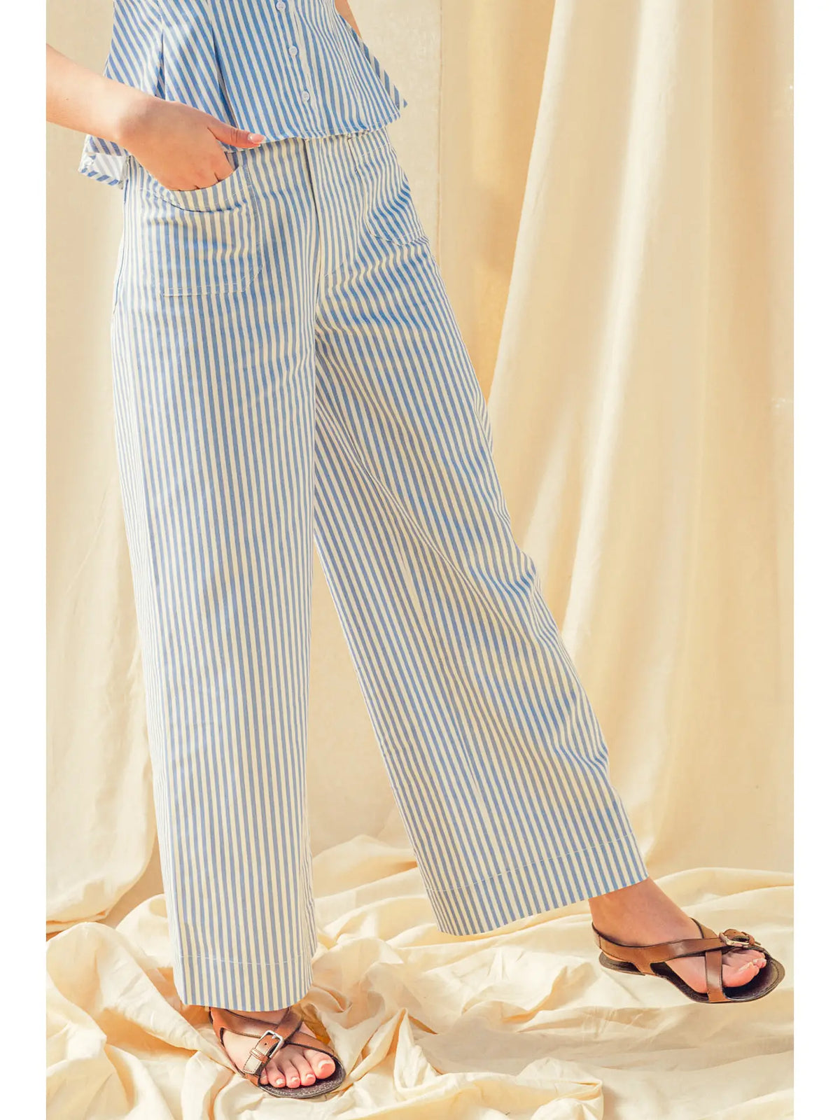 Blue & White Stripe Pocket Pant
