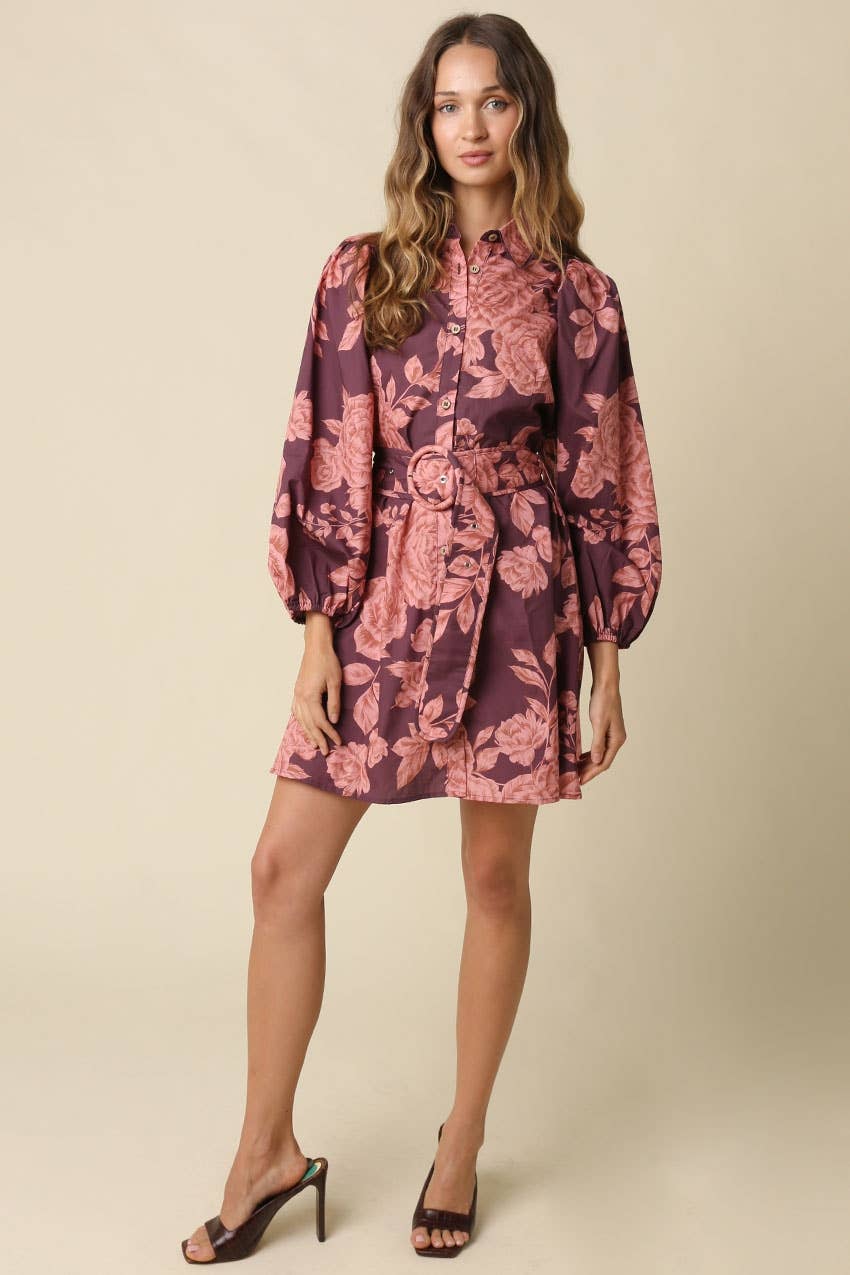 Kaley Floral Belted Mini Dress
