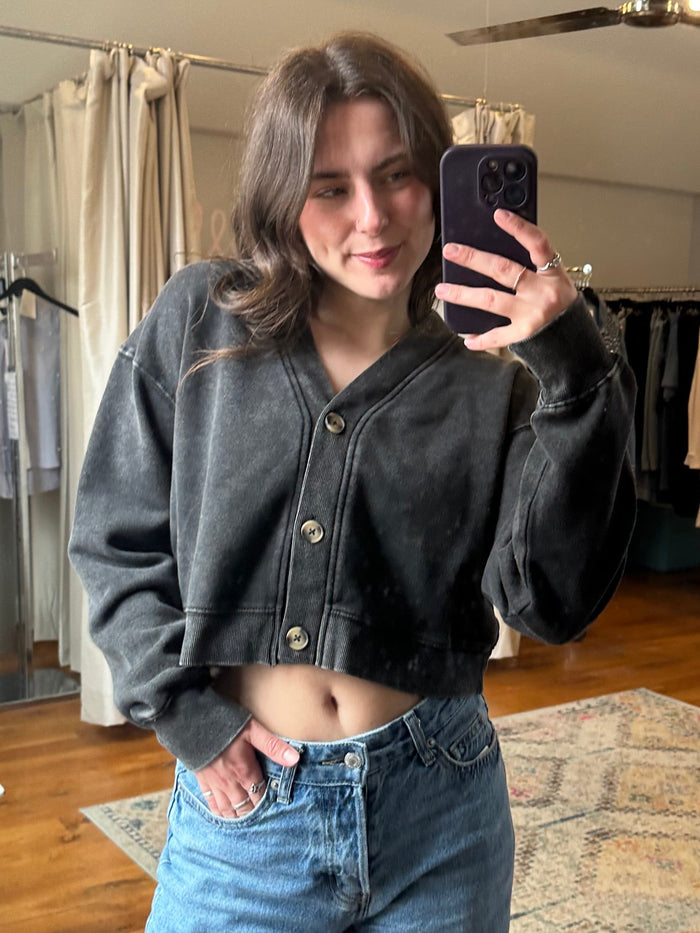 Basic Black Button Cardigan